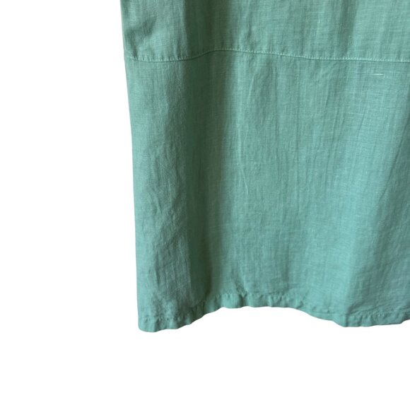 Bryn Walker Linen Top Sz Lg Green Sleeveless Tunic Lagenlook Side Vents Breezy - Picture 9 of 13